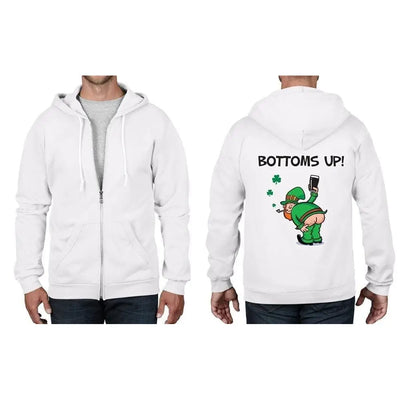 Leprechaun Bottoms Up! St Patricks Day Ful Zip Hoodie