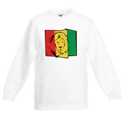 Lion of Judah Flag Reggae Children's Unisex Sweatshirt Jumper 7-8 / White