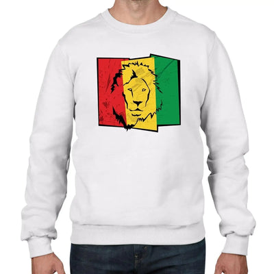 Lion of Judah Flag Reggae Men's Sweatshirt Jumper S / White