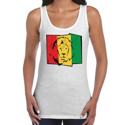 Lion Of Judah Flag Reggae Women's Tank Vest Top L / White
