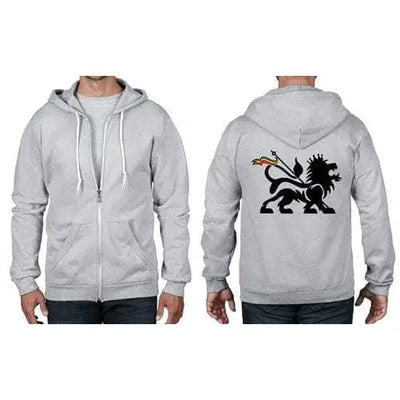 Lion Of Judah Reggae Full Zip Hoodie M / Heather Grey