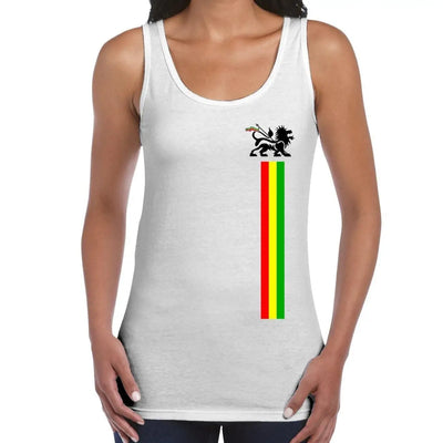 Lion Of Judah Stripes Reggae Women's Tank Vest Top M / White