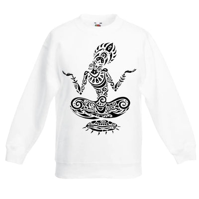 Lotus Pose Tattoo Hipster Children's Toddler Kids Sweatshirt Jumper 14-15 / White