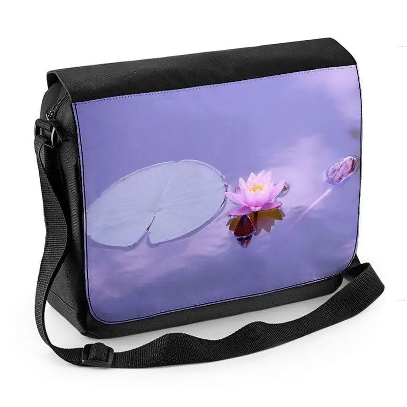 Lotus Water Lily Purple Background Laptop Messenger Bag