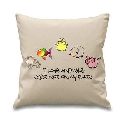 Love Animals But Not On My Plate Vegetarian Cushion Cream