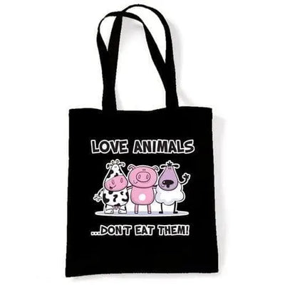 Love Animals Don't Eat Them Vegetarian Tote Bag Black