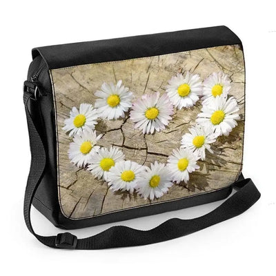 Love Heart Daisies Laptop Messenger Bag