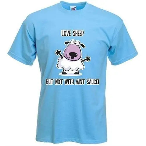 Love Sheep But Not With Mint Vegetarian T-Shirt M / Light Blue