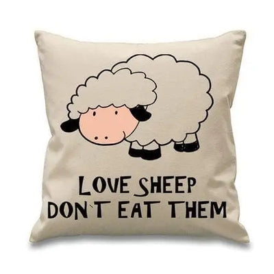 Love Sheep Don't Eat Them Vegetarian Cushion Cream
