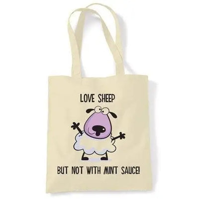 Love Sheep Vegetarian Tote Shoulder Bag Cream