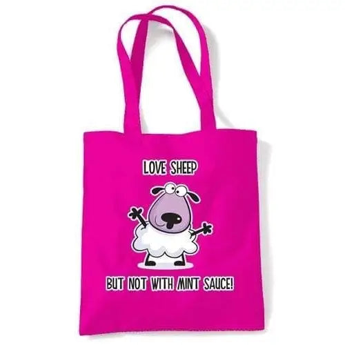 Love Sheep Vegetarian Tote Shoulder Bag Dark Pink