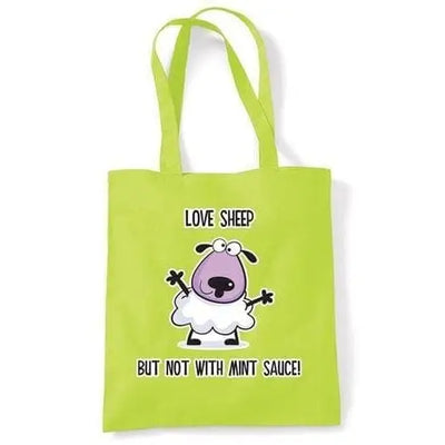 Love Sheep Vegetarian Tote Shoulder Bag Lime Green