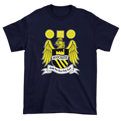 Madchester 24 Hour Party People Coat of Arms Men's T-Shirt XXL / Navy Blue