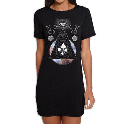 Magic Mushroom Trip Women's T-Shirt Dress L