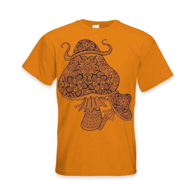 Magic Mushrooms Large Print Men's T-Shirt XL / Orange