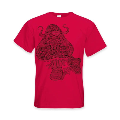 Magic Mushrooms Large Print Men's T-Shirt XL / Red
