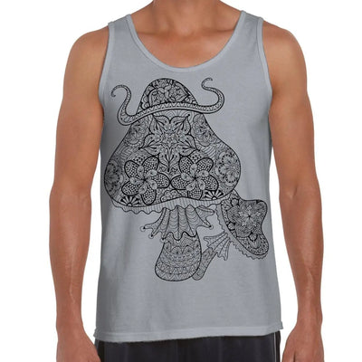 Magic Mushrooms Large Print Men's Vest Tank Top XXL / Light Grey