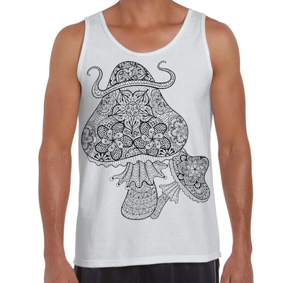 Magic Mushrooms Large Print Men's Vest Tank Top XXL / White