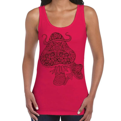Magic Mushrooms Large Print Women's Vest Tank Top XXL / Red