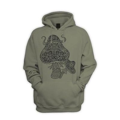 Magic Mushrooms Men's Pouch Pocket Hoodie Hooded Sweatshirt XL / Khaki