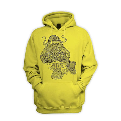 Magic Mushrooms Men's Pouch Pocket Hoodie Hooded Sweatshirt XL / Yellow