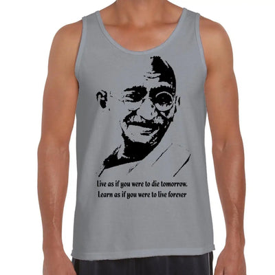 Mahatma Gandhi Live Forever Quote Men's Tank Vest Top M / Light Grey