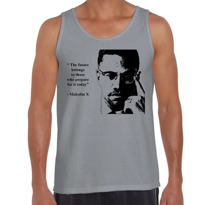 Malcolm X Future Quote Men's Tank Vest Top S / Light Grey