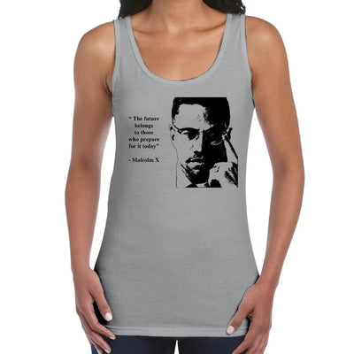 Malcolm X Future Quote Women's Tank Vest Top M / Light Grey
