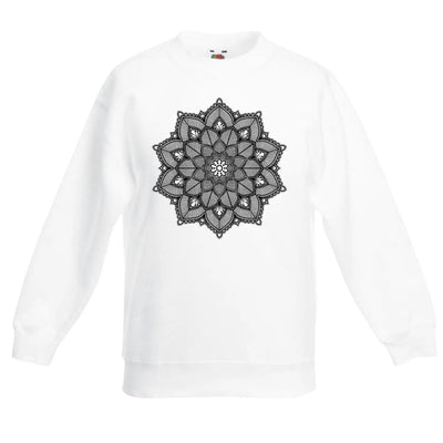 Mandala Hipster Tattoo Children's Toddler Kids Sweatshirt Jumper 5-6 / White