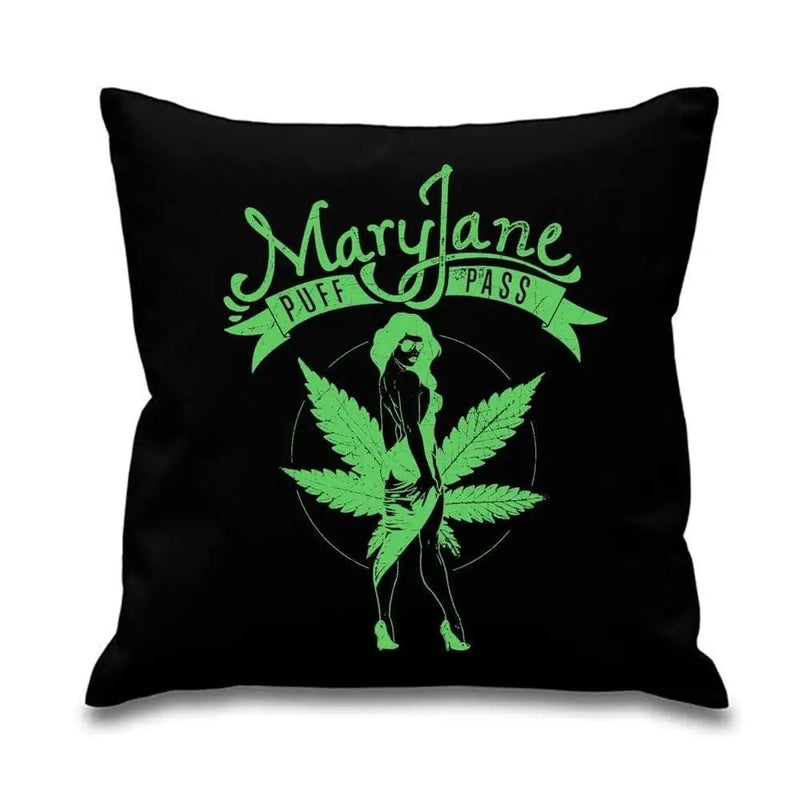 Mary Jane Cannabis Leaf Cushion