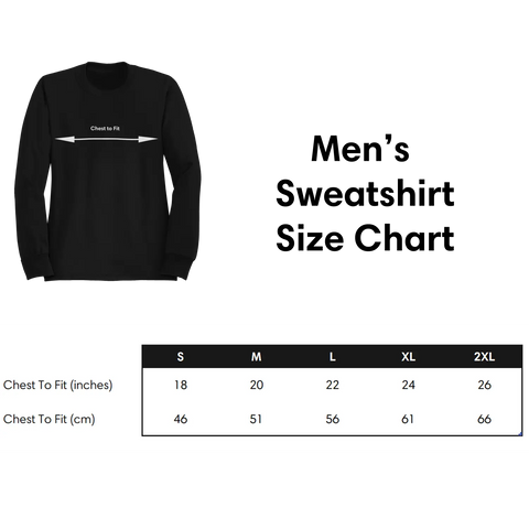 mens sweatshirt size chart