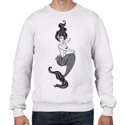 Mermaid Hipster Tattoo Men's Sweatshirt Jumper XXL / White