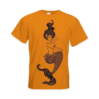 Sexy Mermaid Tattoo Hipster Large Print Men's T-Shirt 3XL / Orange