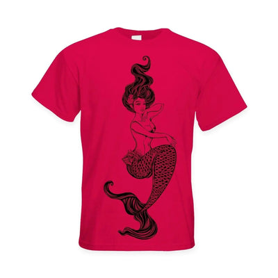 Sexy Mermaid Tattoo Hipster Large Print Men's T-Shirt 3XL / Red