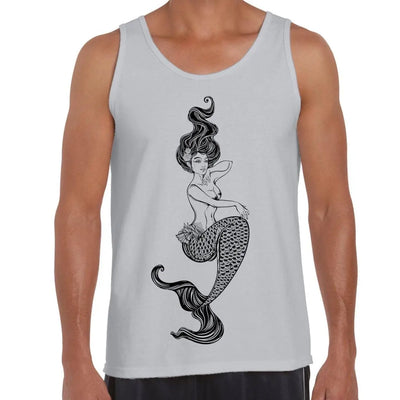 Sexy Mermaid Tattoo Hipster Large Print Men's Vest Tank Top S / Light Grey