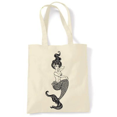 Sexy Mermaid Tattoo Hipster Large Print Tote Shoulder Shopping Bag