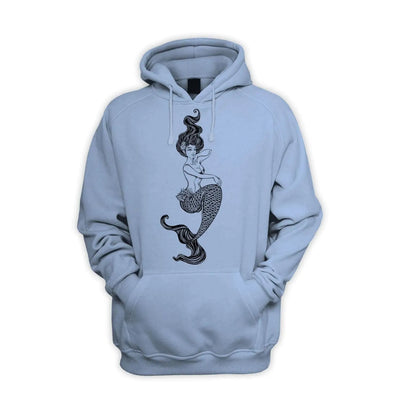 Sexy Mermaid Tattoo Hipster Men's Pouch Pocket Hoodie Hooded Sweatshirt XXL / Light Blue