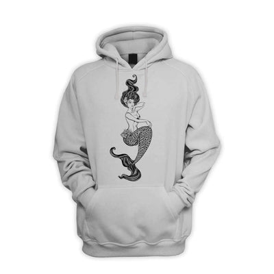 Sexy Mermaid Tattoo Hipster Men's Pouch Pocket Hoodie Hooded Sweatshirt XXL / Light Grey