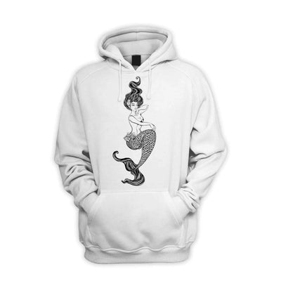 Sexy Mermaid Tattoo Hipster Men's Pouch Pocket Hoodie Hooded Sweatshirt XXL / White