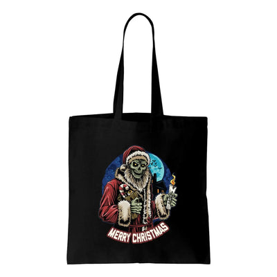 Merry Christmas Skeleton Santa Claus Shoulder Shopping Tote