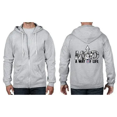 Mod A Way Of Life Full Zip Hoodie M / Heather Grey