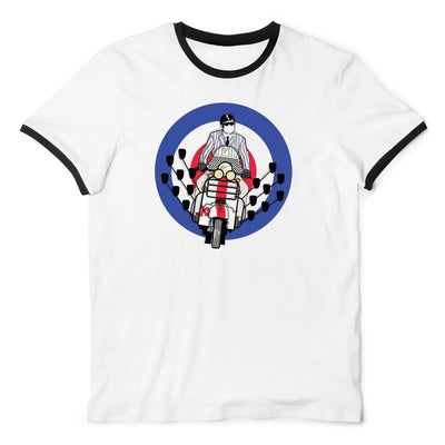 Mod Scooter Mirrors Ringer Style T-Shirt L