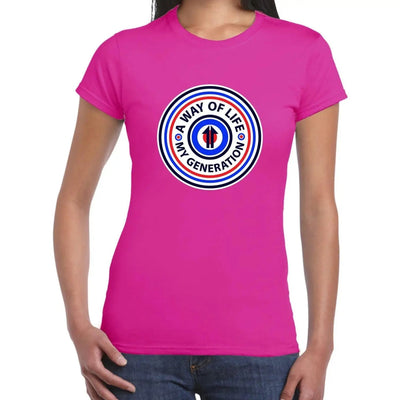 Mod Target Badge Women's T-Shirt M / Hot Pink