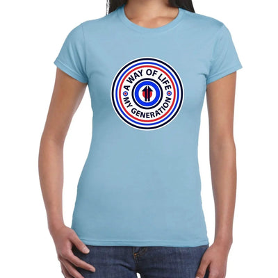 Mod Target Badge Women's T-Shirt M / Light Blue