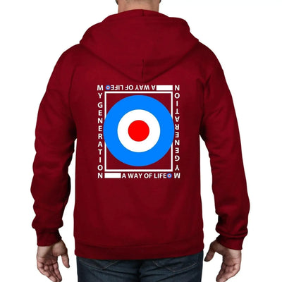 Mod Target My Generation Logo Full Zip Hoodie XL / Independence Red