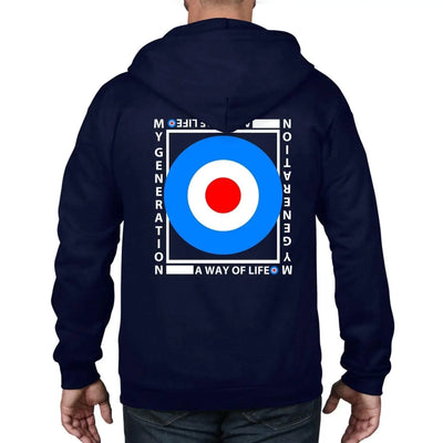 Mod Target My Generation Logo Full Zip Hoodie XL / Navy Blue