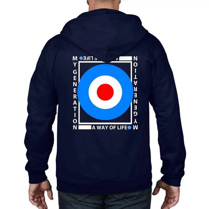 Mod Target My Generation Logo Full Zip Hoodie XL / Navy Blue