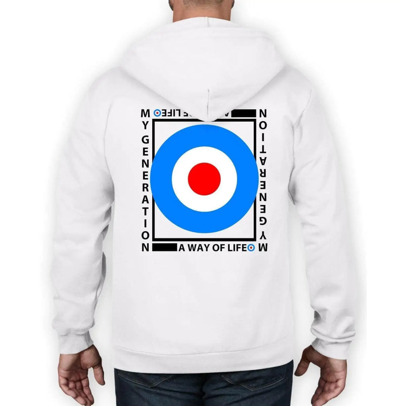 Mod Target My Generation Logo Full Zip Hoodie XL / White