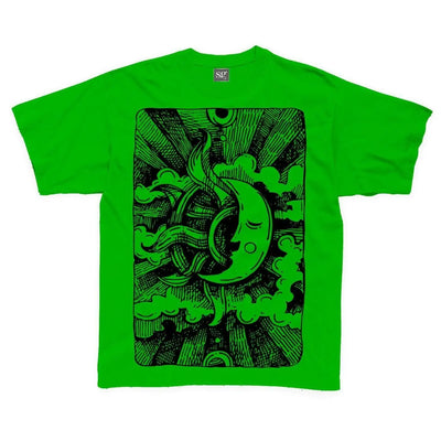 Moon Design Large Print Kids Children's T-Shirt 5-6 / Kelly Green