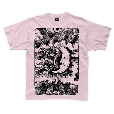 Moon Design Large Print Kids Children's T-Shirt 5-6 / Pink
